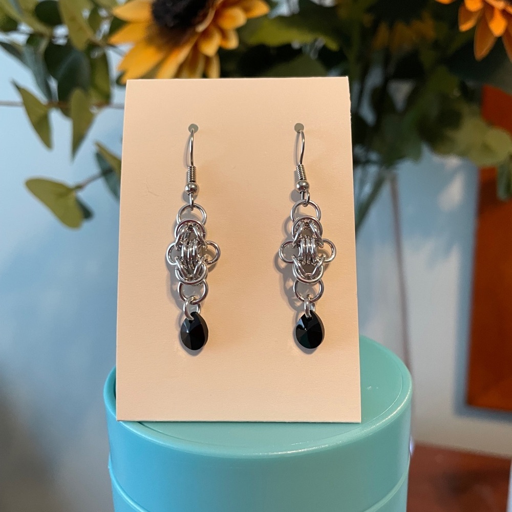 Elegant Silver and Black Dangle Earrings